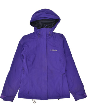 Columbia outlet Women's Purple Long Sleeve Nylon Long Hooded Rain Jacket Size M