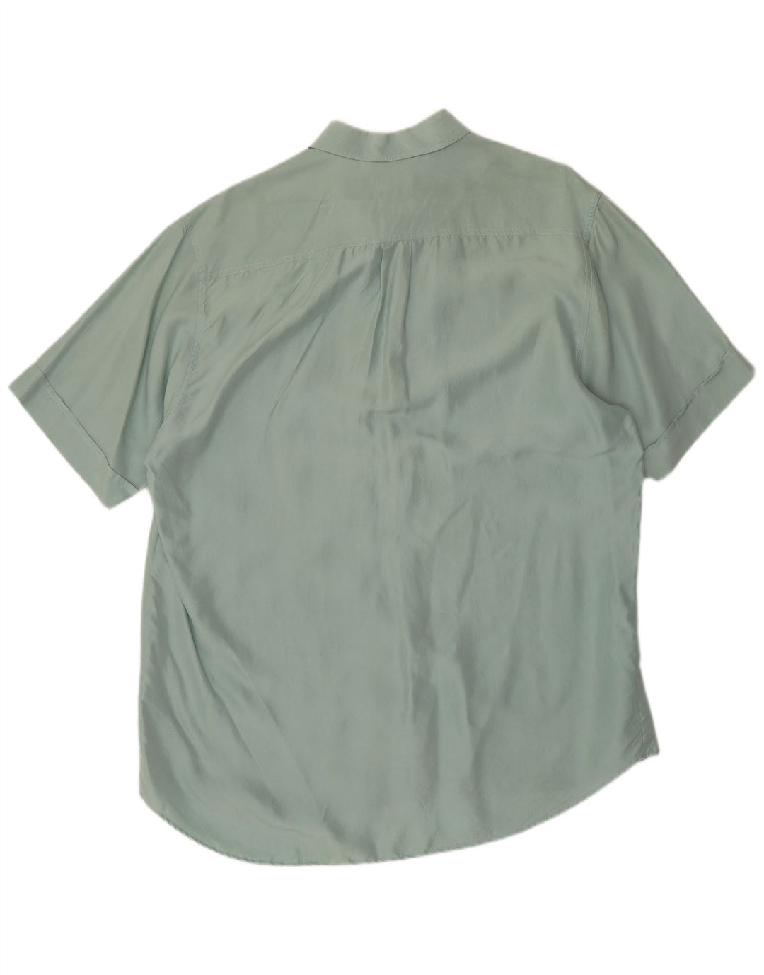 BARONI Mens Short Sleeve Shirt IT 50 Medium Green Silk