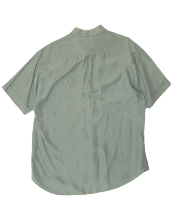 BARONI Mens Short Sleeve Shirt IT 50 Medium Green Silk