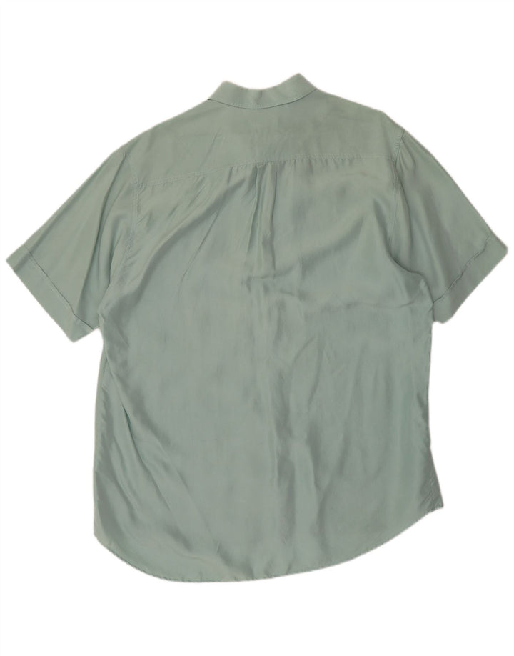 BARONI Mens Short Sleeve Shirt IT 50 Medium Green Silk