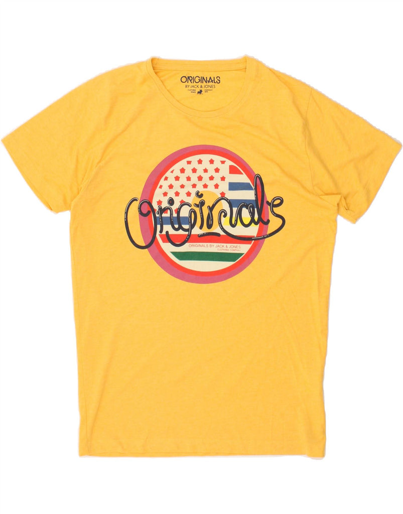 JACK & JONES Mens Graphic T-Shirt Top Large Yellow Cotton | Vintage Jack & Jones | Thrift | Second-Hand Jack & Jones | Used Clothing | Messina Hembry 