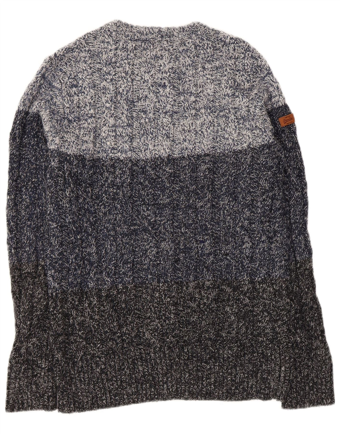 Superdry Mens Boat Neck Jumper Sweater Medium Navy Blue Flecked Acrylic