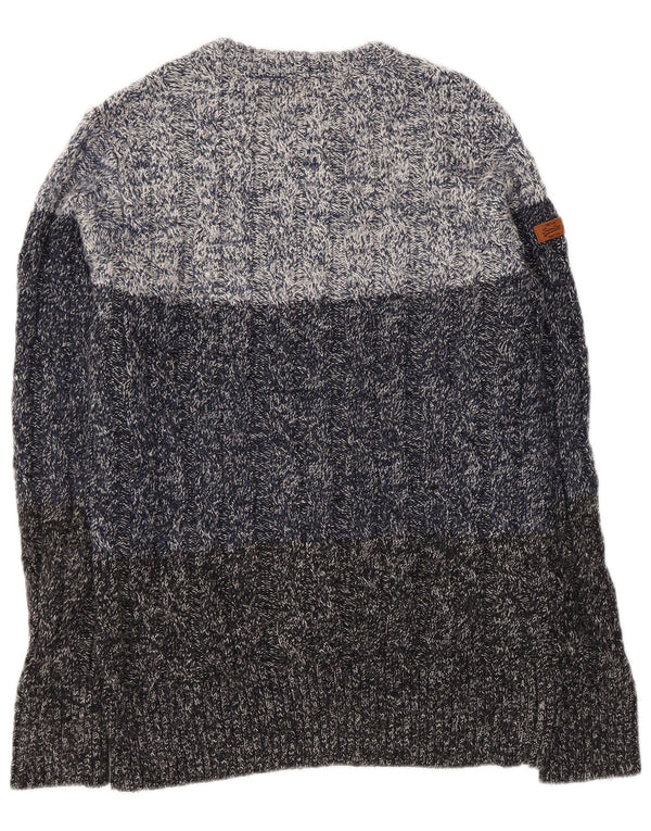 Superdry Mens Boat Neck Jumper Sweater Medium Navy Blue Flecked Acrylic