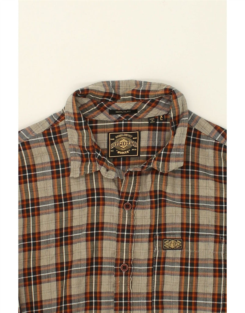 SUPERDRY Mens Regular Fit Shirt XL Grey Check Cotton | Vintage Superdry | Thrift | Second-Hand Superdry | Used Clothing | Messina Hembry 