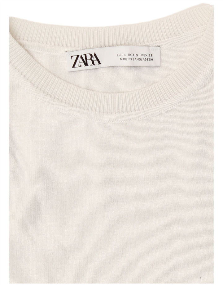 Zara Womens Crop Vest Tank Top UK 8 Small Off White