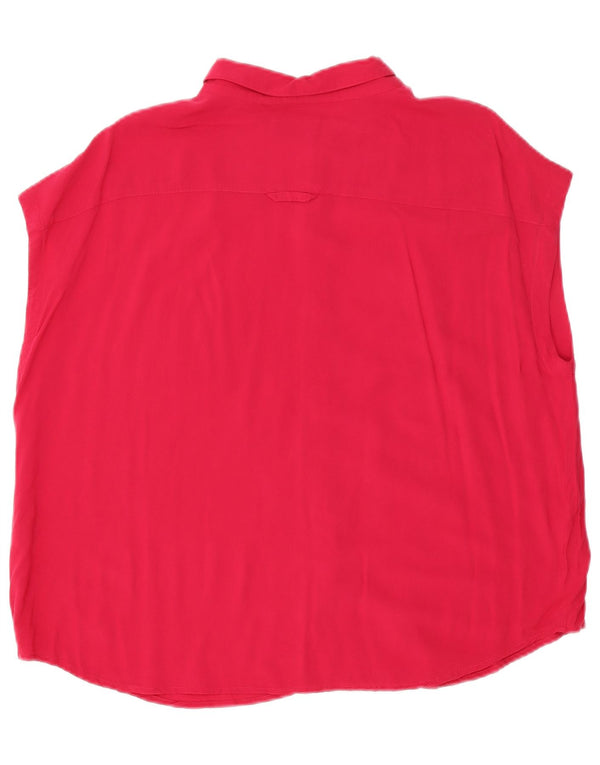 Benetton Womens Sleeveless Oversized Shirt UK 16 Large Pink Viscose