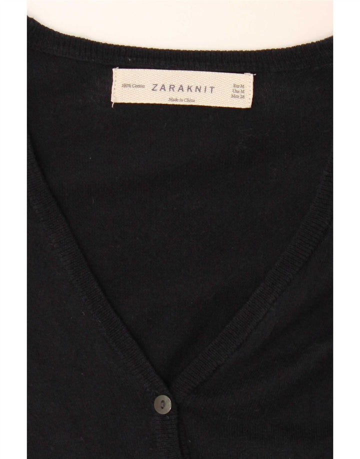 Zara Womens Cardigan Sweater UK 12 Medium Navy Blue Cotton