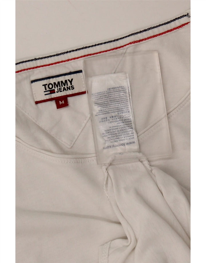 TOMMY HILFIGER Womens T-Shirt Top UK 14 Medium White Cotton