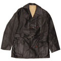 Vintage Mens Double Breasted Leather Jacket UK 36 Small Black Leather