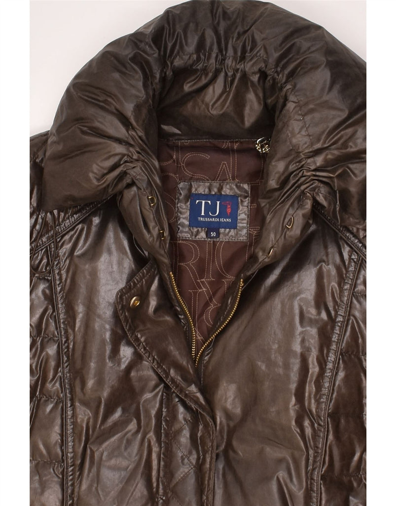 TRUSSARDI Womens Padded Coat IT 50 XL Brown Polyester | Vintage Trussardi | Thrift | Second-Hand Trussardi | Used Clothing | Messina Hembry 