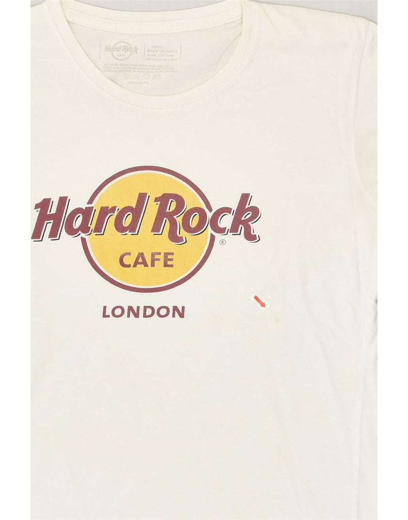 HARD ROCK CAFE Womens London Graphic T-Shirt Top UK 10 Small White Cotton | Vintage Hard Rock Cafe | Thrift | Second-Hand Hard Rock Cafe | Used Clothing | Messina Hembry 