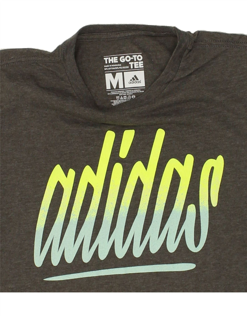 ADIDAS Womens Graphic T-Shirt Top UK 12 Medium Grey Cotton | Vintage Adidas | Thrift | Second-Hand Adidas | Used Clothing | Messina Hembry 