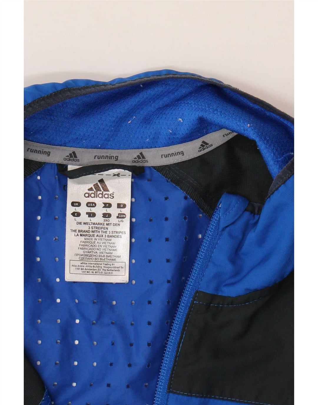 Adidas Mens Tracksuit Top Jacket Large Blue Colourblock Polyester