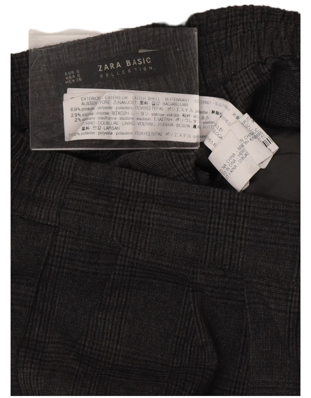 ZARA Womens Pegged Casual Trousers Small Grey Check Polyester