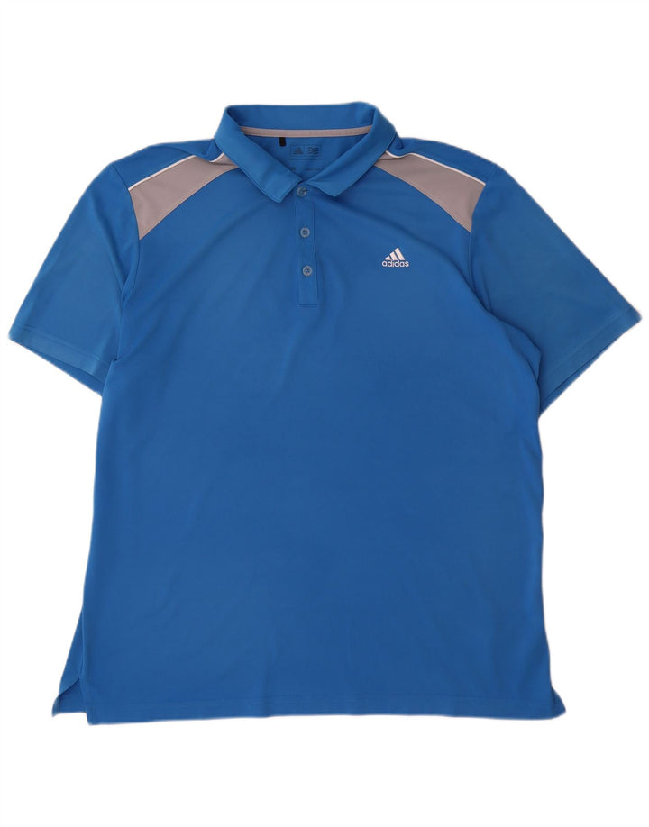 Adidas Mens Polo Shirt Large Blue Colourblock Polyester