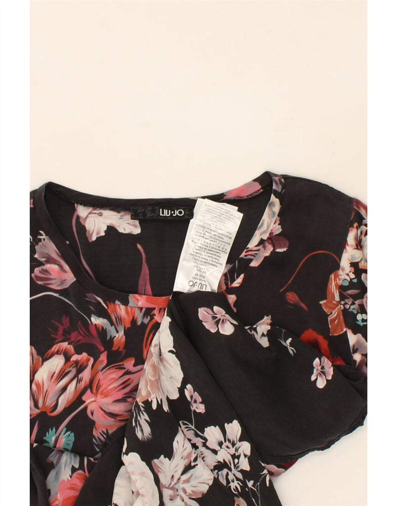 LIU JO Womens Blouse Top IT 42 Medium Black Floral Silk Vintage Liu Jo and Second-Hand Liu Jo from Messina Hembry 