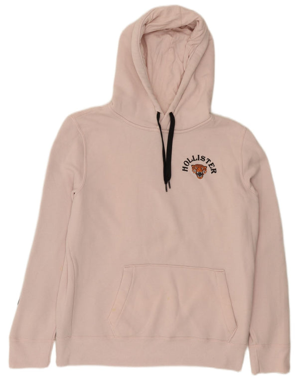 Hollister Mens Graphic Hoodie Jumper Medium Pink Cotton