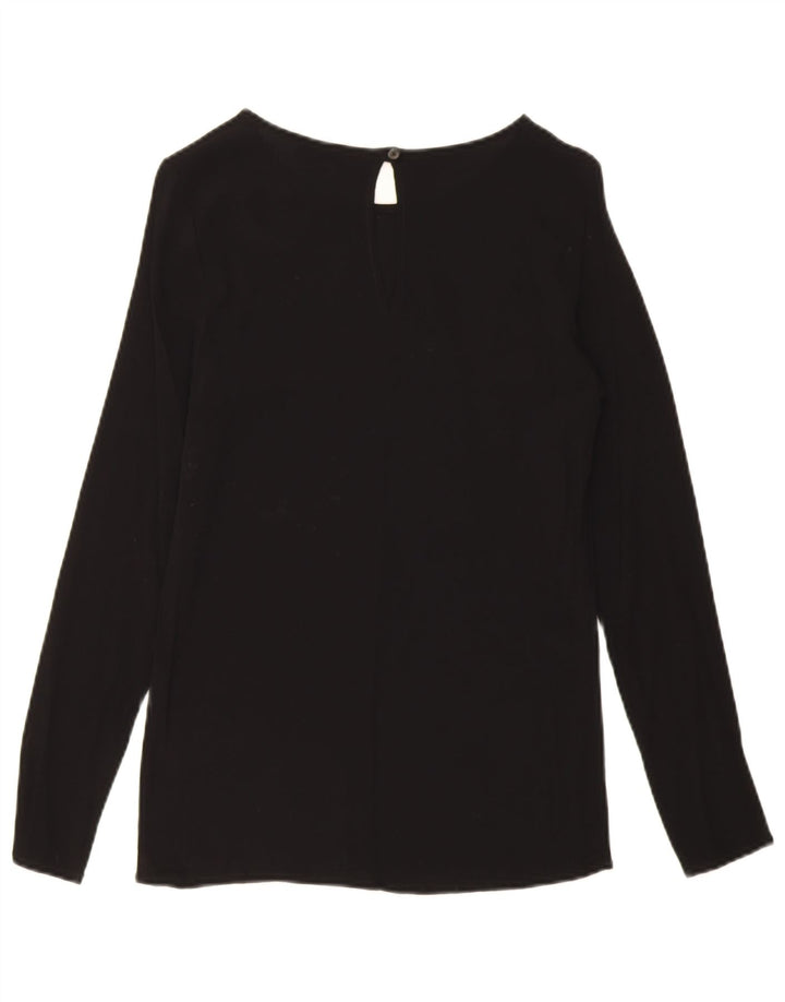 Trussardi Jeans Womens Long Sleeve Blouse Top IT 42 Medium Black Viscose