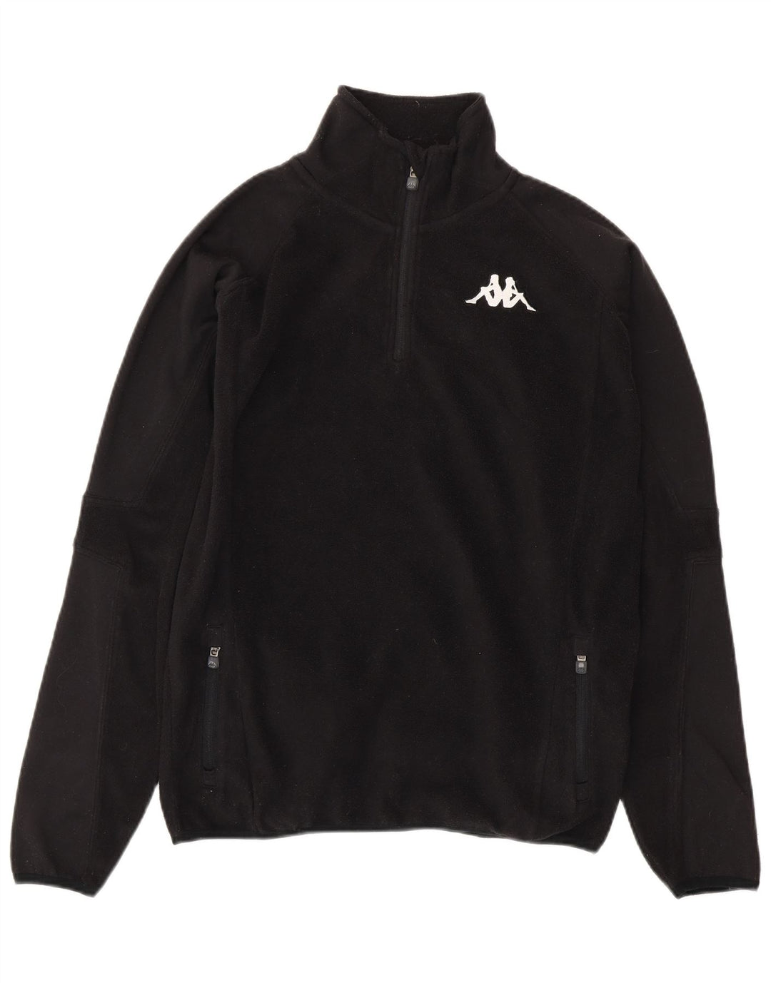 KAPPA Mens Zip Neck Fleece Jumper Large Black Polyester