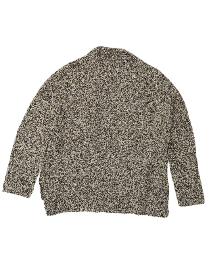 Massimo Dutti Womens Open Cardigan Sweater UK 18 XL Grey Flecked