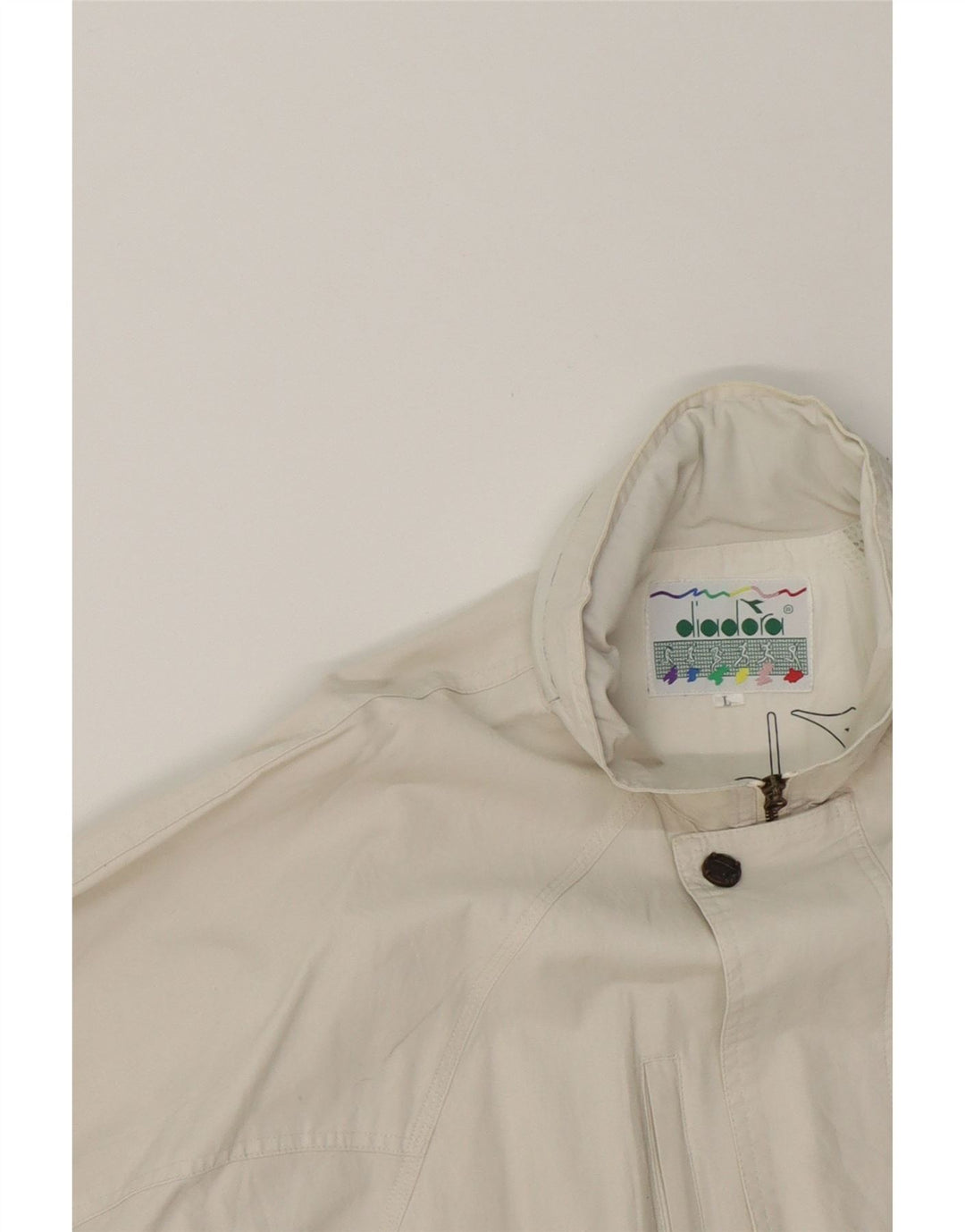 DIADORA Mens Hooded Windbreaker Jacket UK 40 Large White Vintage Diadora and Second-Hand Diadora from Messina Hembry 