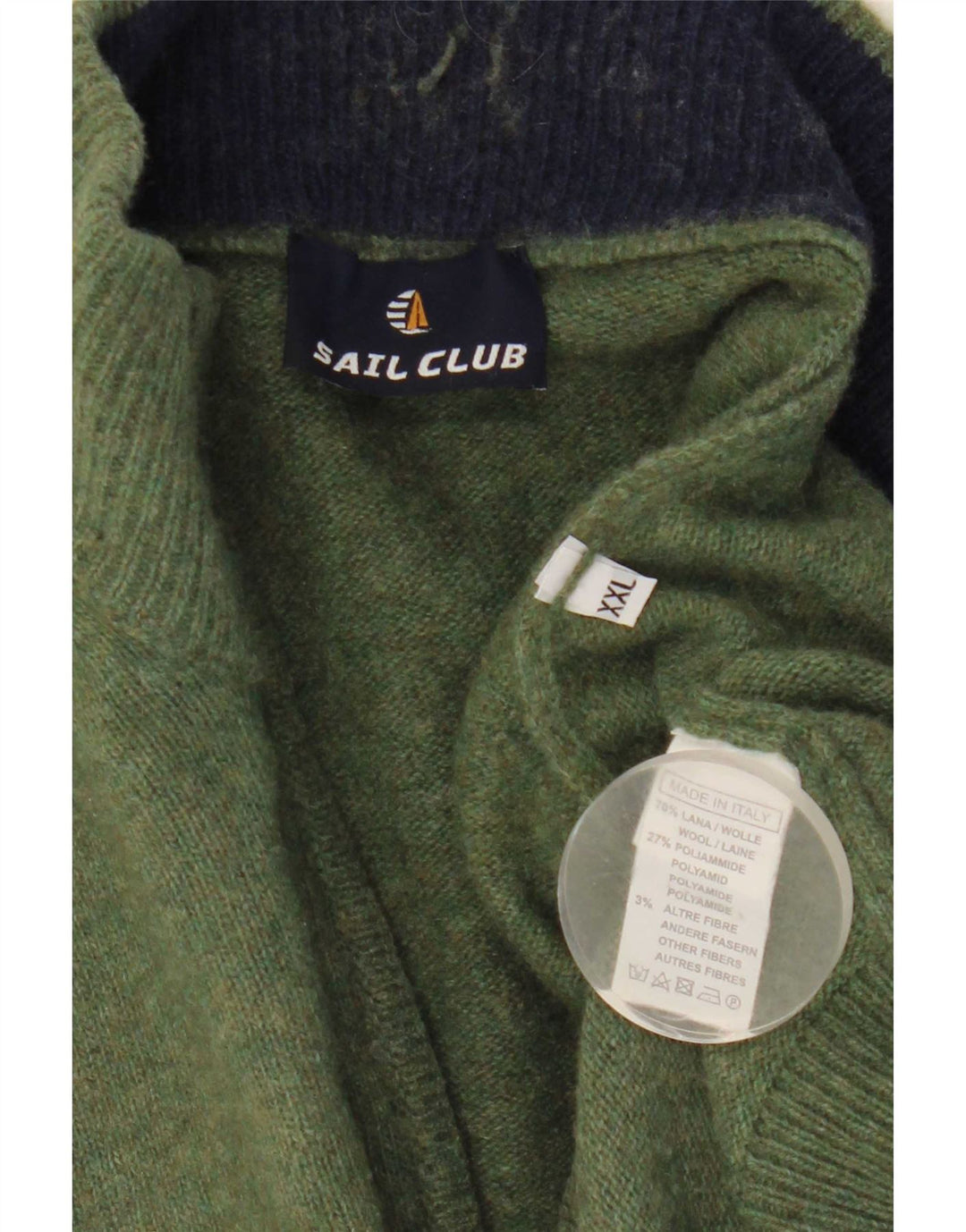 Vintage Mens Zip Neck Jumper Sweater 2XL Green Wool