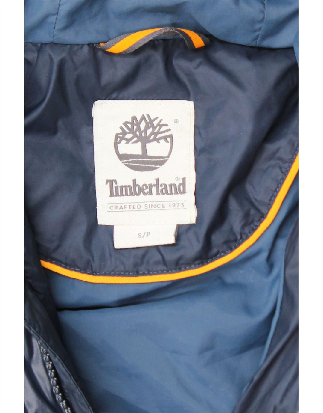 TIMBERLAND Mens Hooded Padded Jacket UK 36 Small Navy Blue Nylon