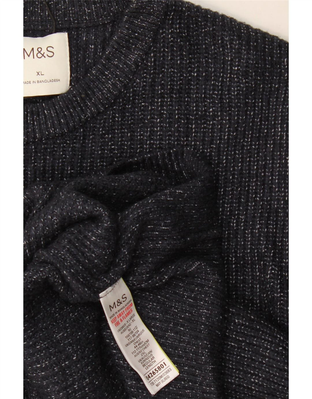 Marks & Spencer Mens Crew Neck Jumper Sweater XL Navy Blue Flecked