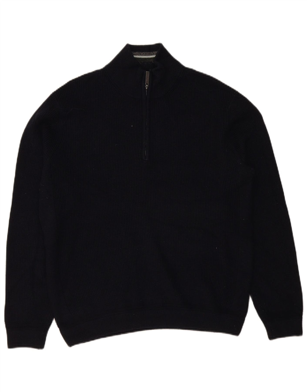 Ted Baker Mens Zip Neck Jumper Sweater Size 5 XL Navy Blue Polyester
