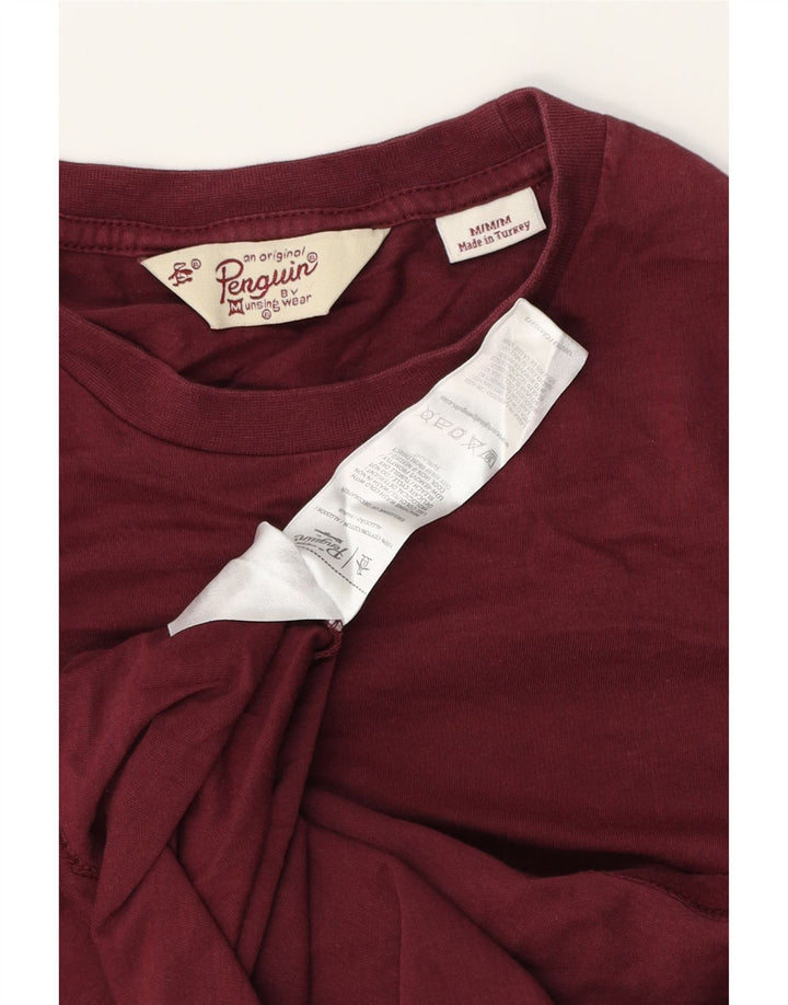 PENGUIN Mens T-Shirt Top Medium Burgundy Cotton