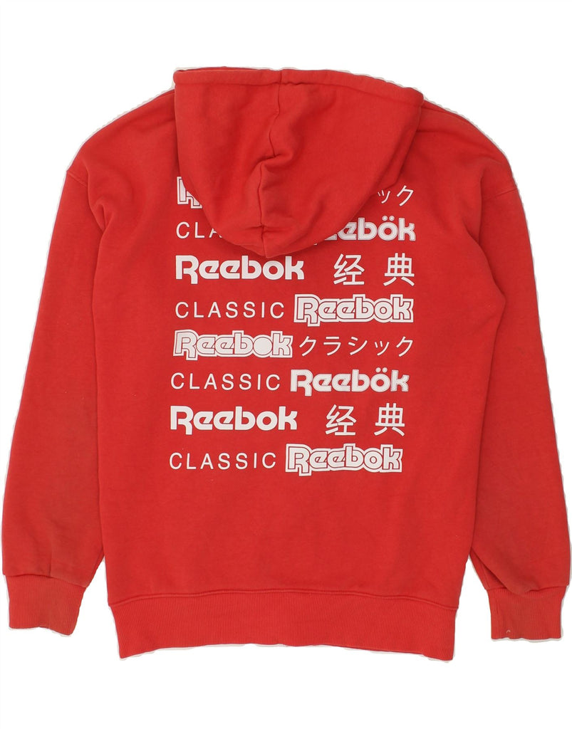 REEBOK Mens Graphic Zip Hoodie Sweater Small Red Cotton | Vintage Reebok | Thrift | Second-Hand Reebok | Used Clothing | Messina Hembry 