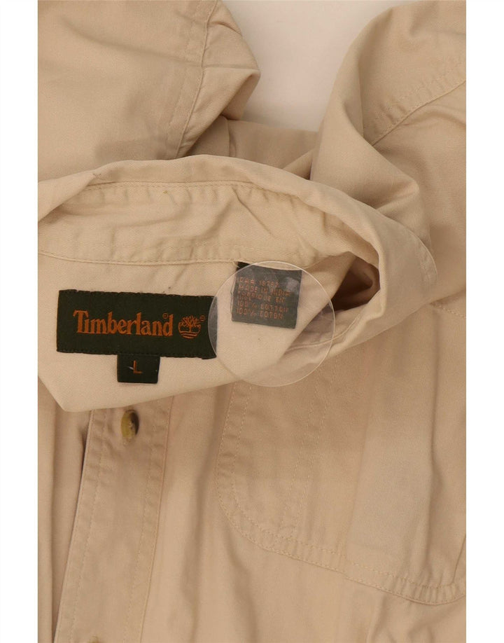 Timberland Mens Shirt Large Beige Cotton