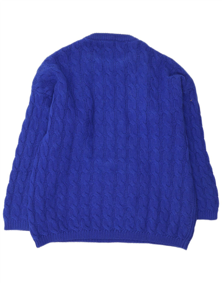Benetton Mens Crew Neck Jumper Sweater IT 50 Medium Blue Wool
