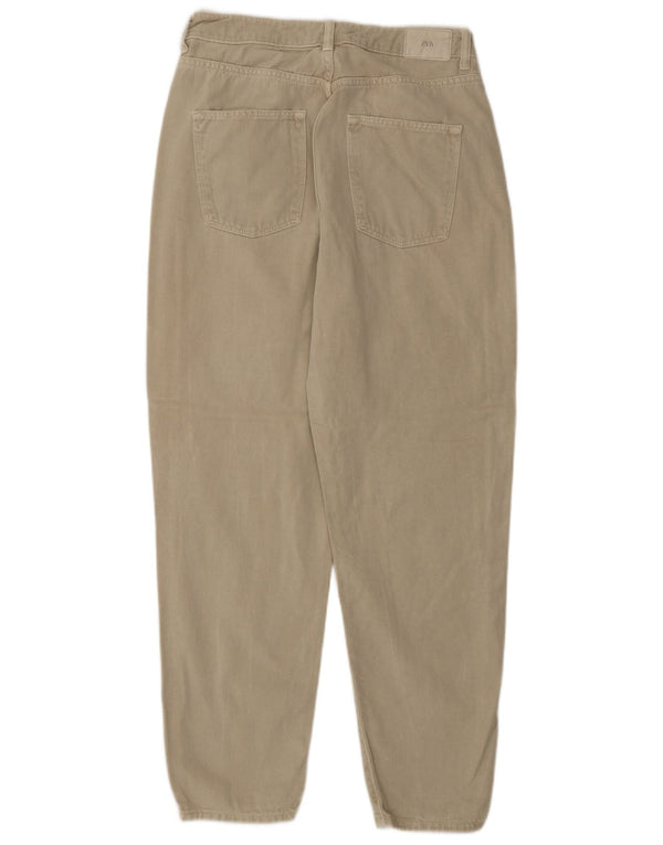 Zara Womens High Rise Tapered Jeans EU 40 Medium W30 L27 Beige Cotton