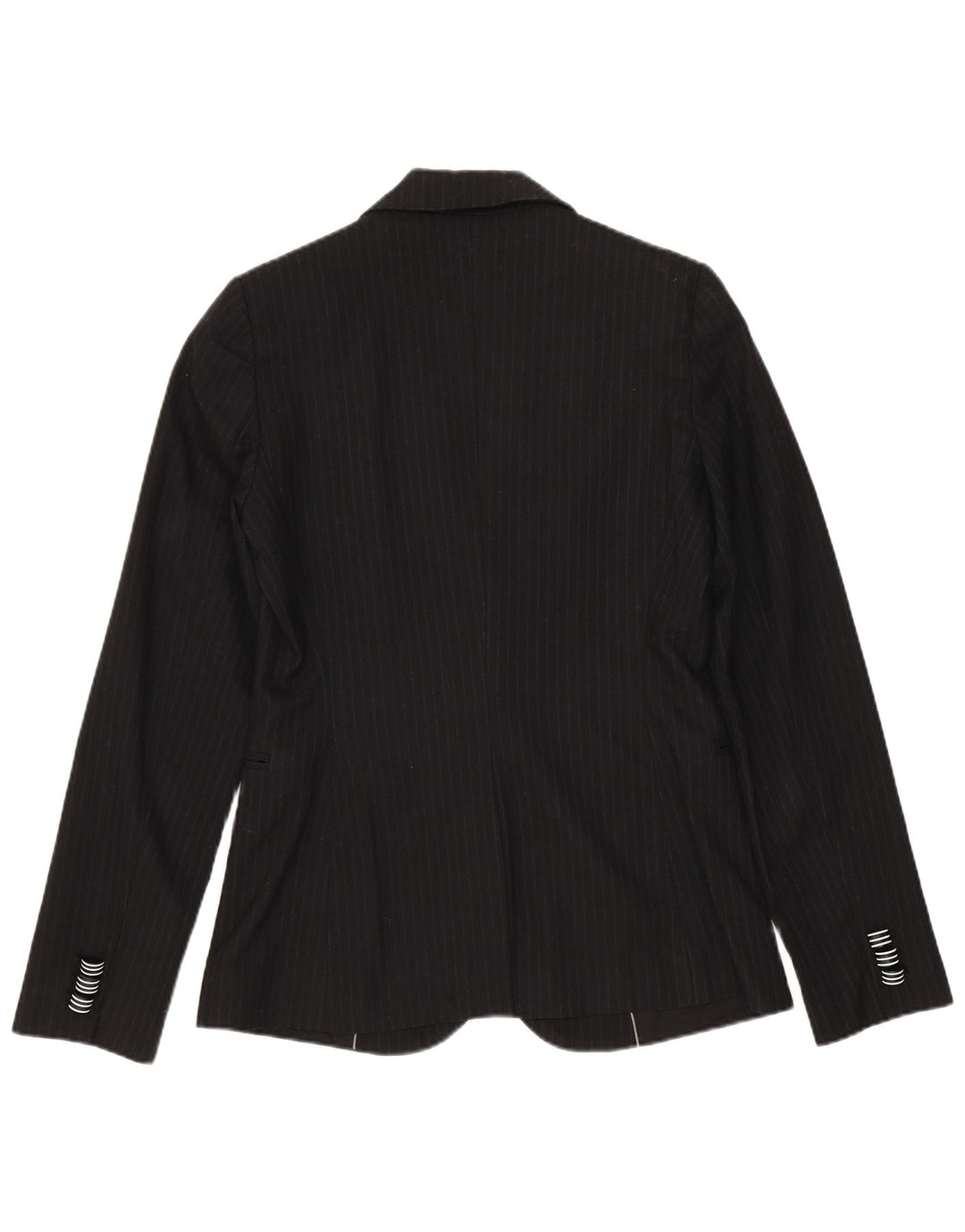 Stefanel Womens 1 Button 2 Piece Suit IT 40 Small W28 L28 Black Pinstripe