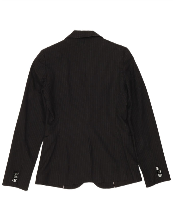 Stefanel Womens 1 Button 2 Piece Suit IT 40 Small W28 L28 Black Pinstripe