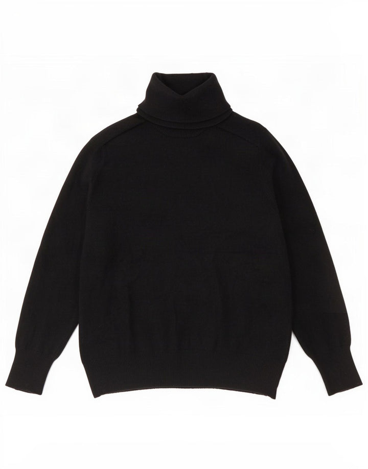 Zara Womens Roll Neck Jumper Sweater UK 10 Small Black Wool