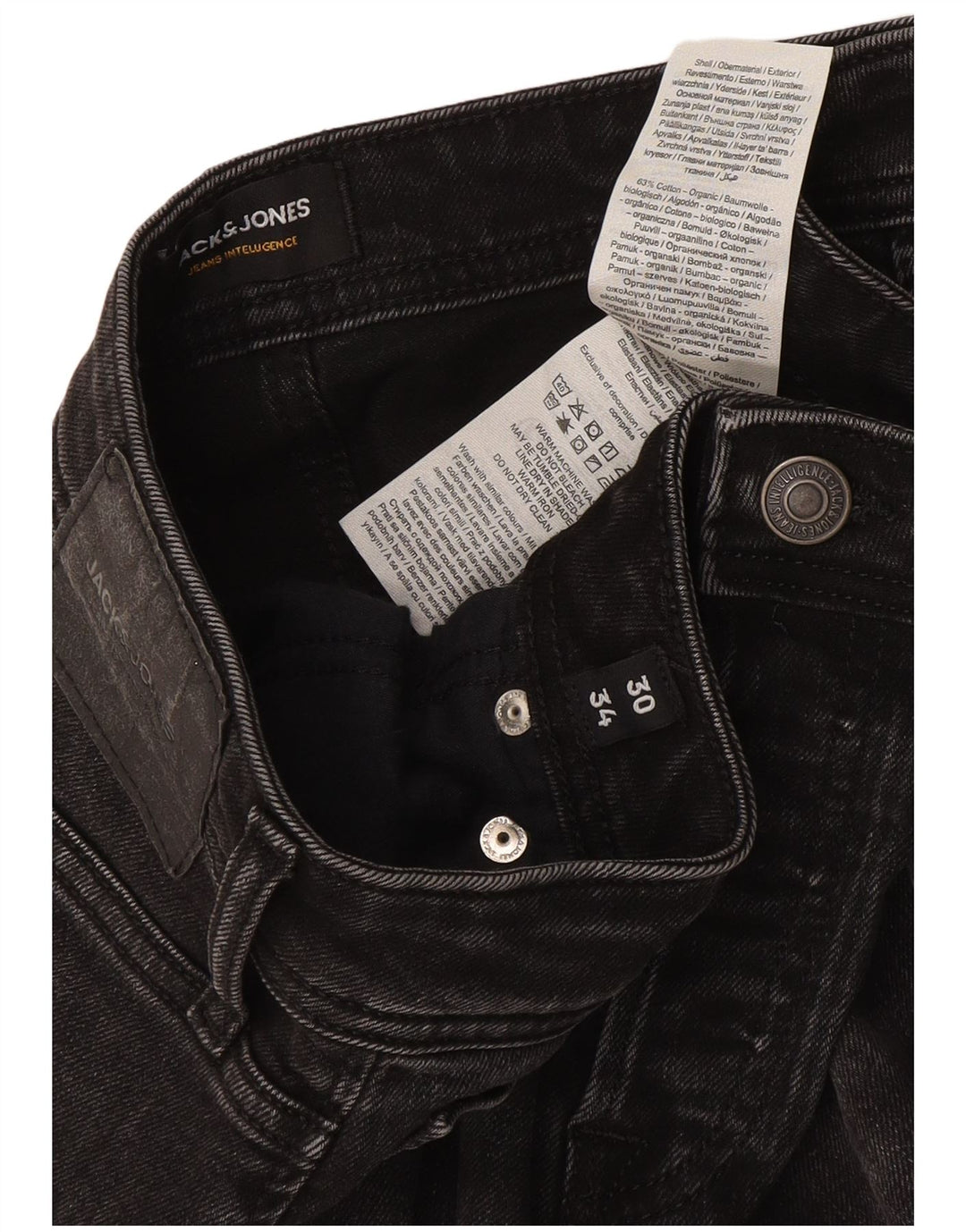Jack & Jones Mens Slim Jeans W30 L34 Grey Cotton