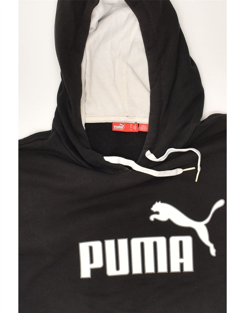 PUMA Mens Graphic Hoodie Jumper Small Black | Vintage Puma | Thrift | Second-Hand Puma | Used Clothing | Messina Hembry 