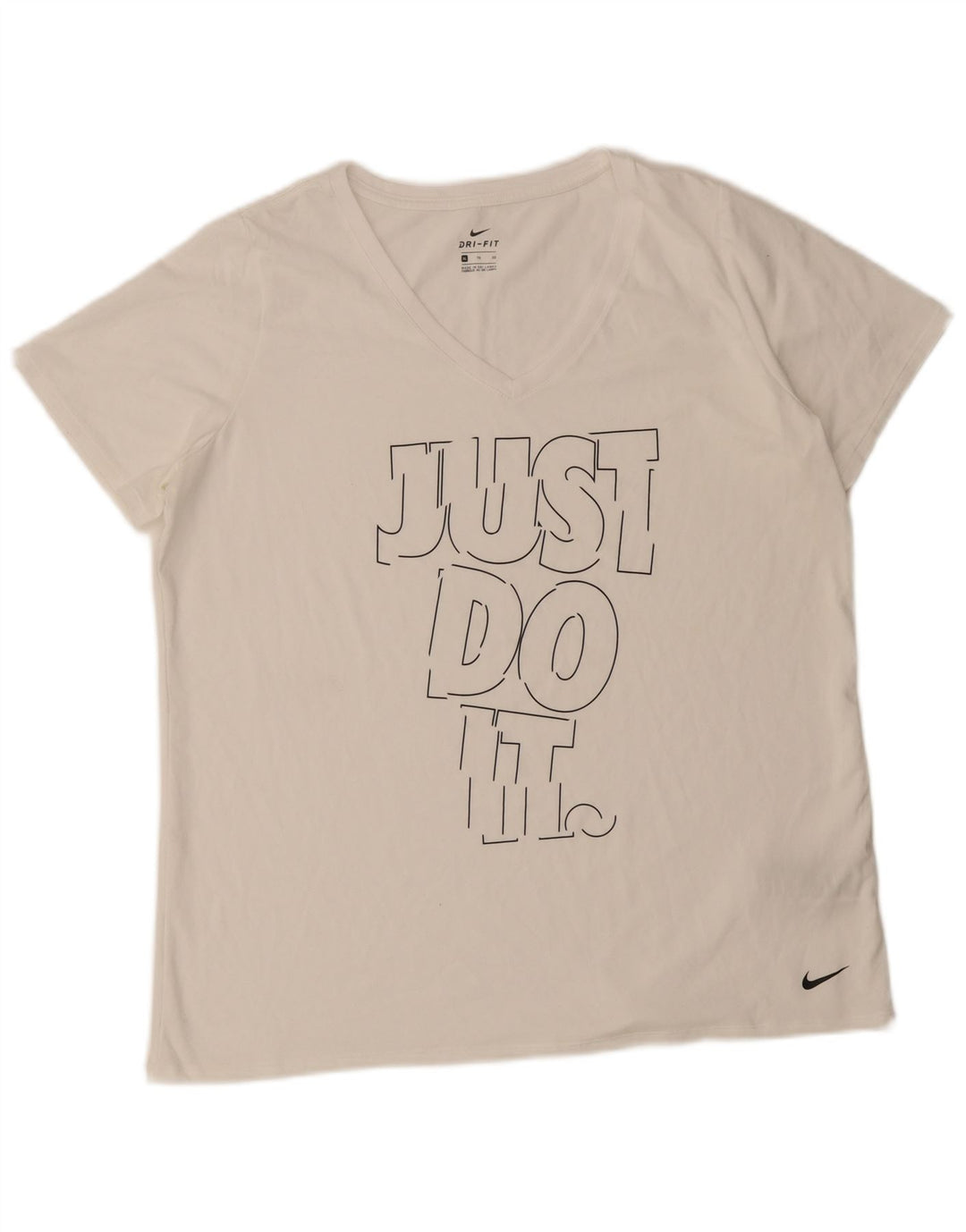 Nike Womens Dri Fit Graphic T-Shirt Top UK 18 XL White Polyester