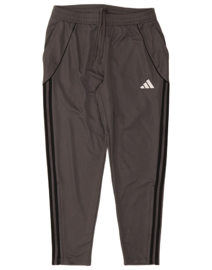 Adidas Mens Slim Fit Tracksuit Trousers Joggers Large Grey Striped