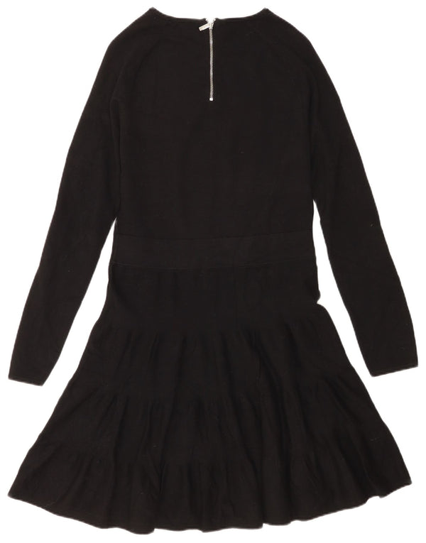 Karen Millen Womens Long Sleeve A-Line Dress UK 12 Medium Black Viscose