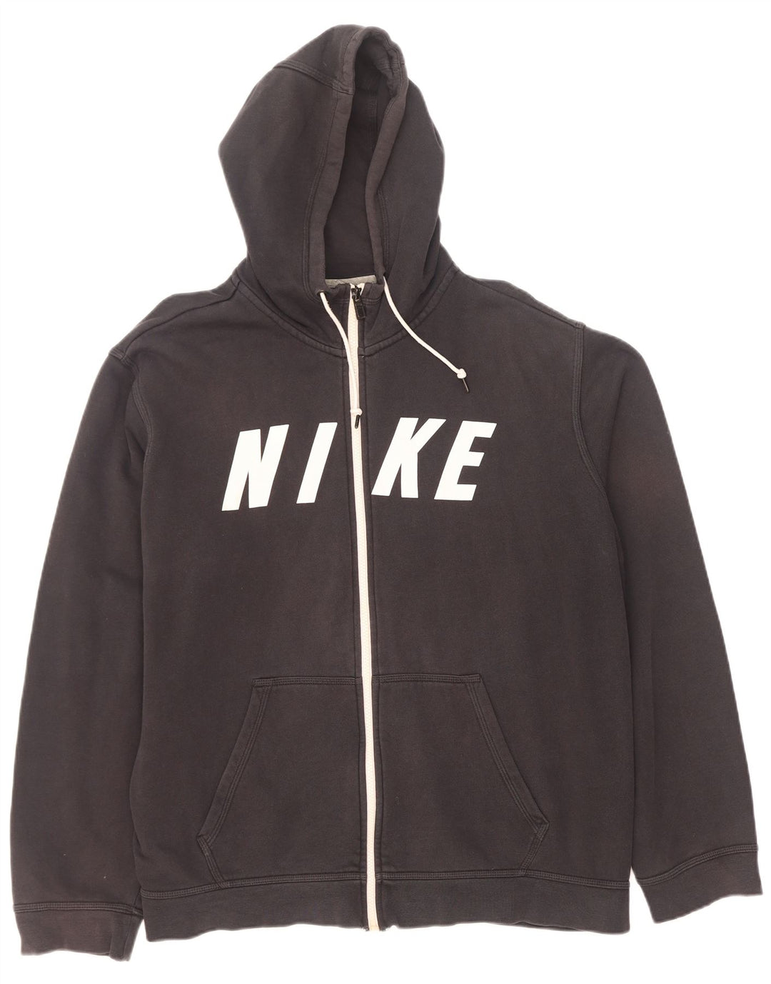 Nike Mens Graphic Zip Hoodie Sweater XL Grey Cotton