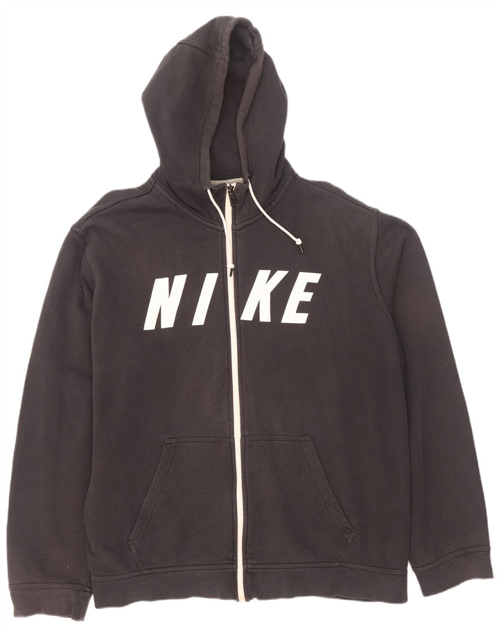 Nike Mens Graphic Zip Hoodie Sweater XL Grey Cotton