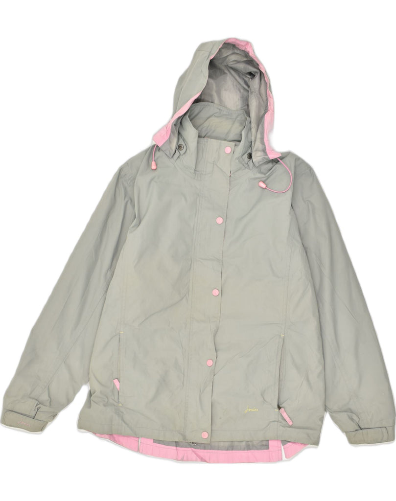 JOULES Womens Hooded Windbreaker Jacket UK 14 Large  Grey Polyamide | Vintage Joules | Thrift | Second-Hand Joules | Used Clothing | Messina Hembry 