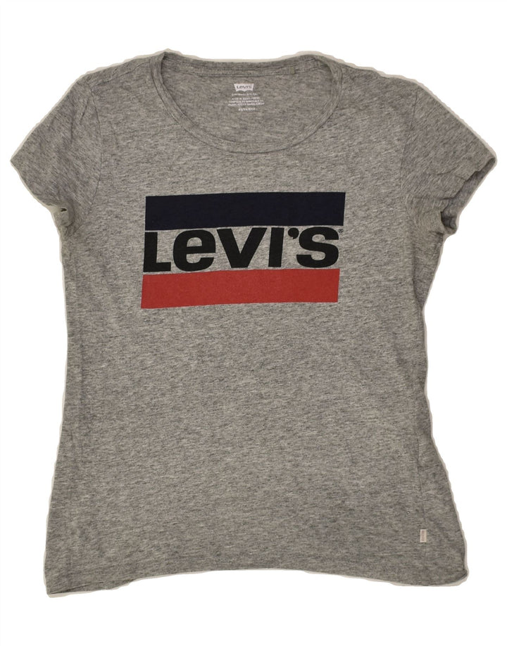 LEVI'S Womens Graphic T-Shirt Top UK 6 XS Grey Cotton | Vintage Levi's | Thrift | Second-Hand Levi's | Used Clothing | Messina Hembry 