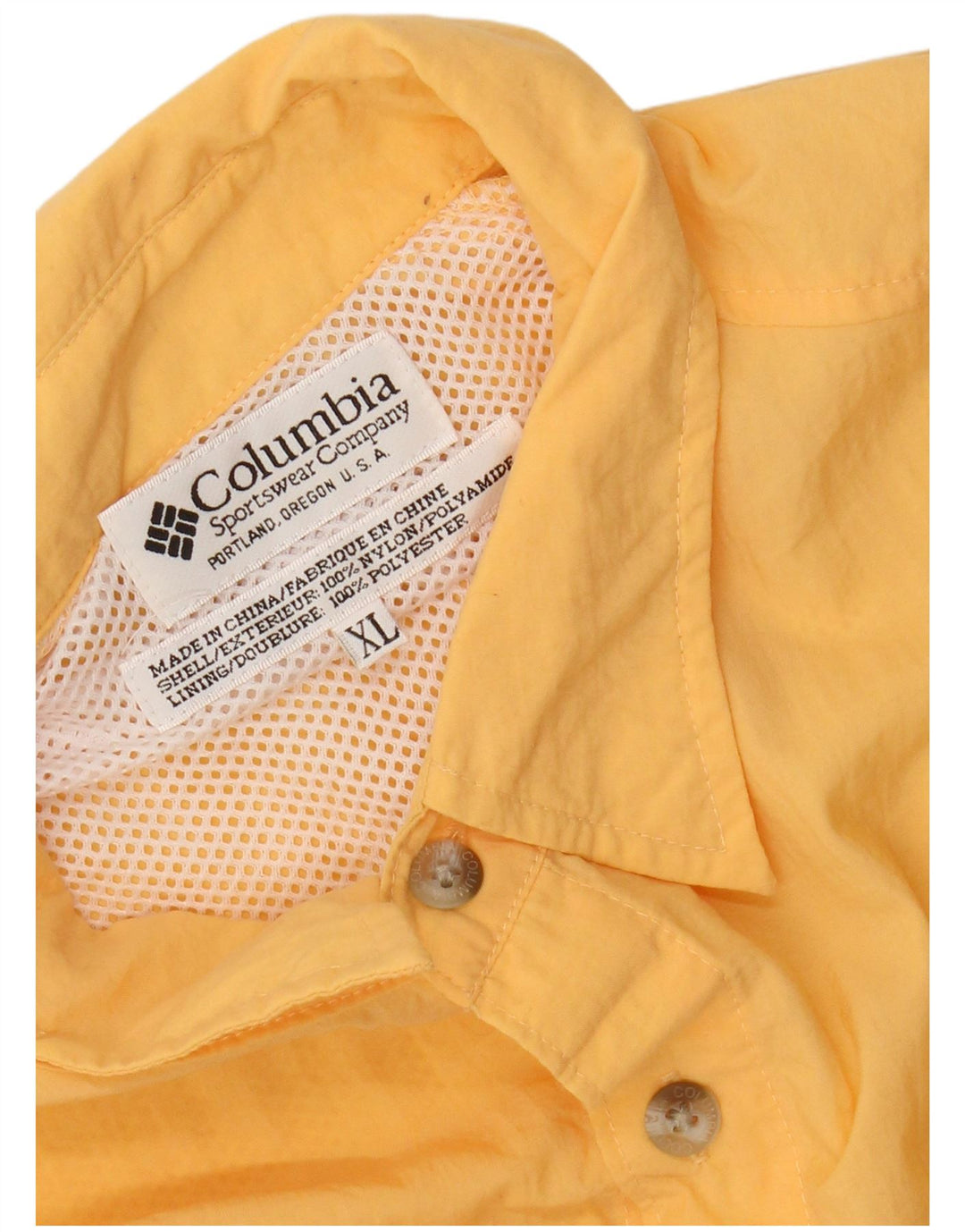 Columbia Mens Shirt XL Yellow Nylon