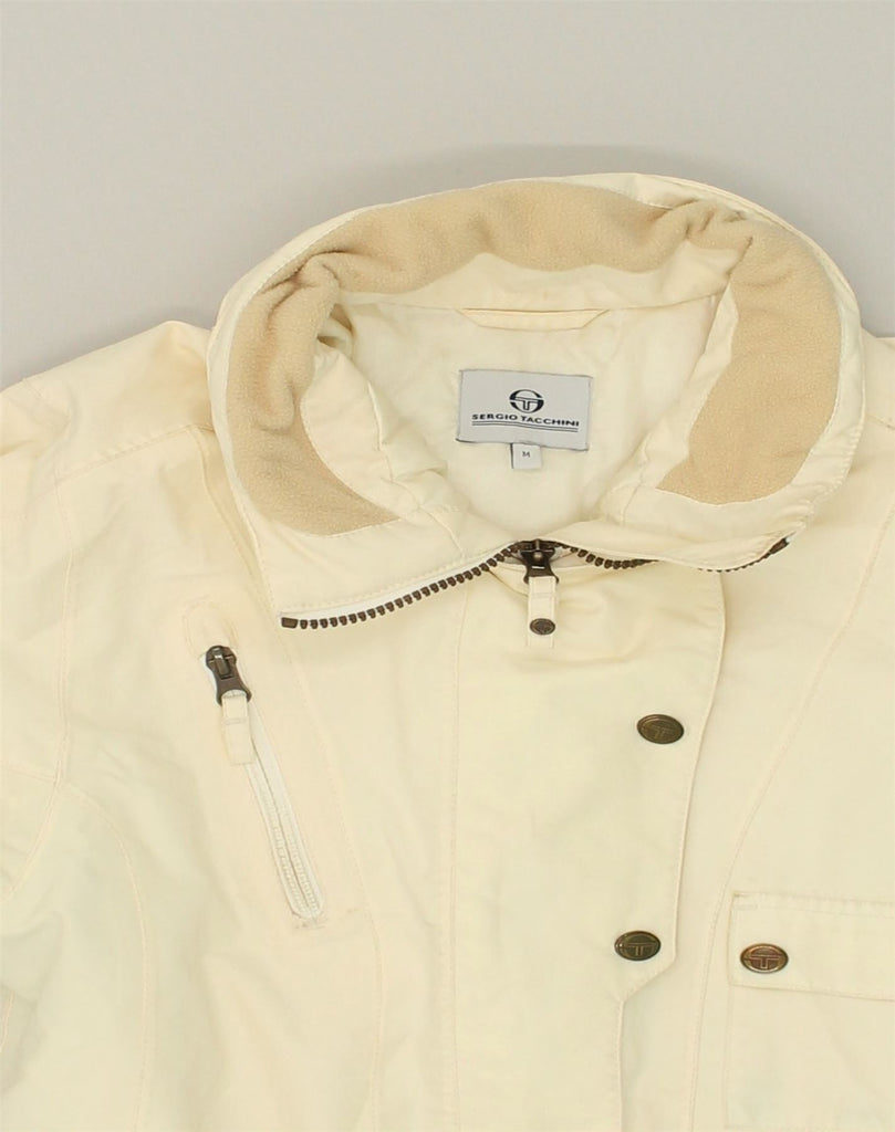 SERGIO TACCHINI Womens Windbreaker Jacket UK 14 Medium Beige Polyamide | Vintage Sergio Tacchini | Thrift | Second-Hand Sergio Tacchini | Used Clothing | Messina Hembry 