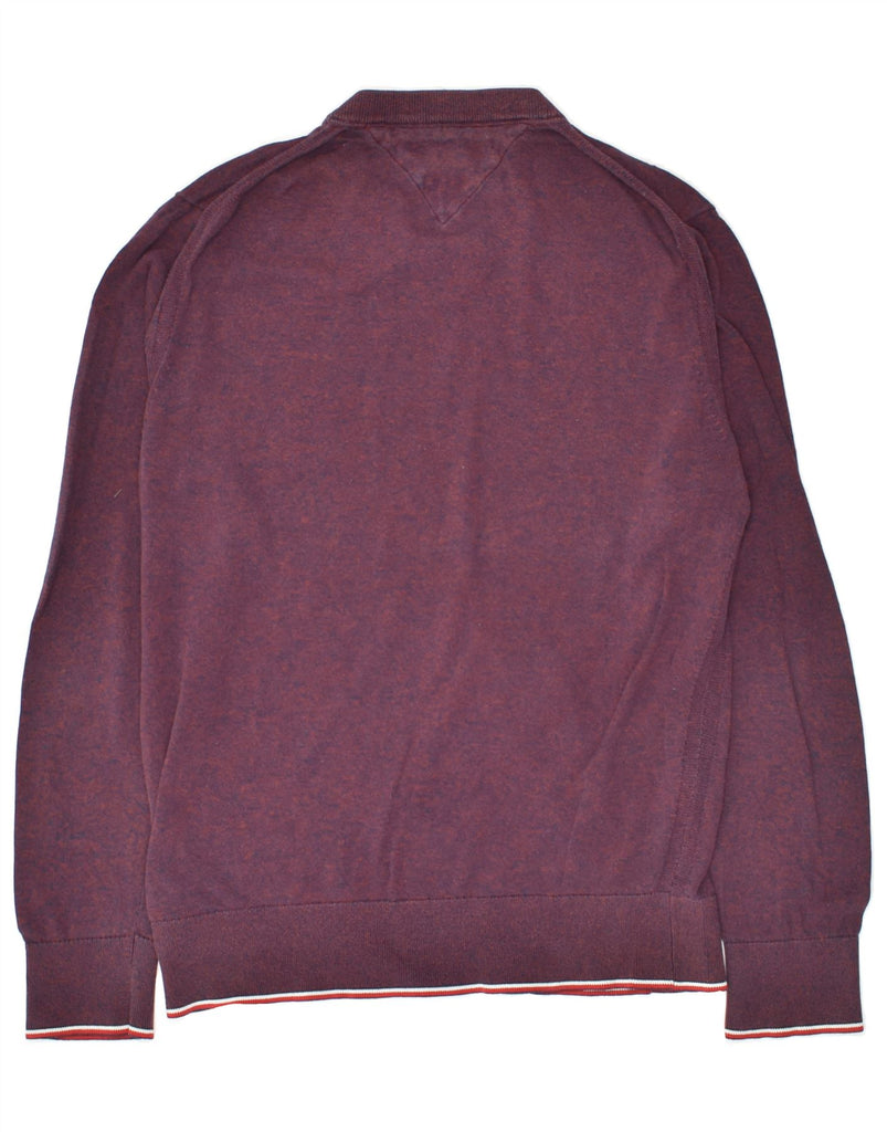 TOMMY HILFIGER Mens Boat Neck Jumper Sweater Medium Purple Flecked Cotton | Vintage Tommy Hilfiger | Thrift | Second-Hand Tommy Hilfiger | Used Clothing | Messina Hembry 