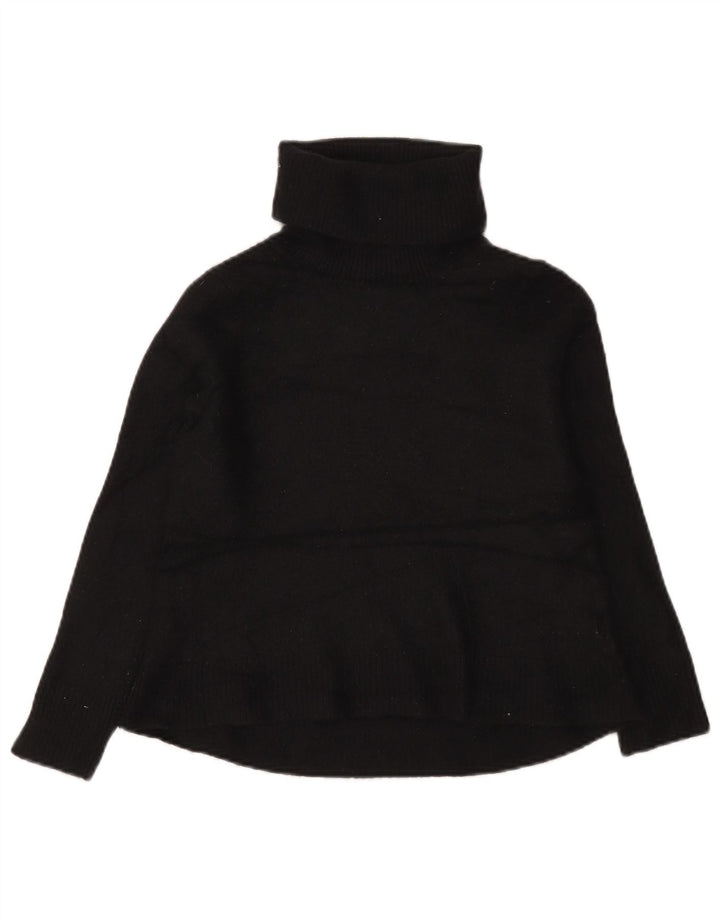 White Label Womens Crop Roll Neck Jumper Sweater UK 12 Medium Black